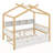 Full Size Wooden House Bed With Original Wood Colored Frame Twin Size Trundle