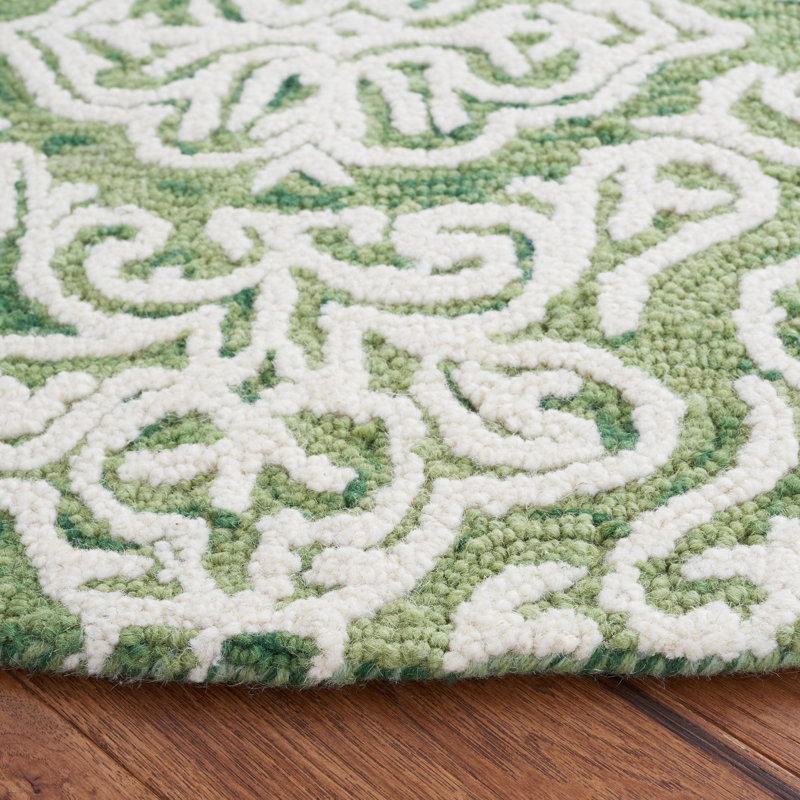 Anjaliyah Hand Tufted Wool Damask Rug, Round 6'