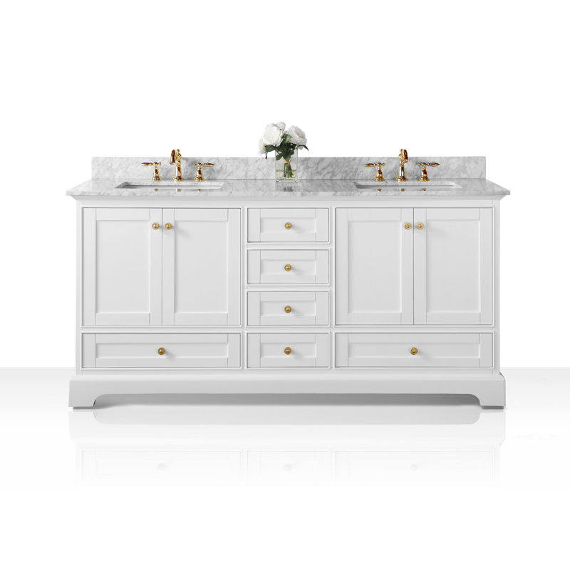 Audrey 72'' W Double Vanity, White| Brushed Nickel
