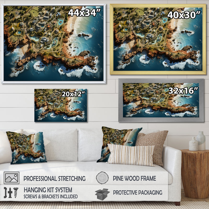 Clifton Beaches Cape, reproduction d'art sur toile, H 12 po x l 20 po x P 1 po, Encadrement doré