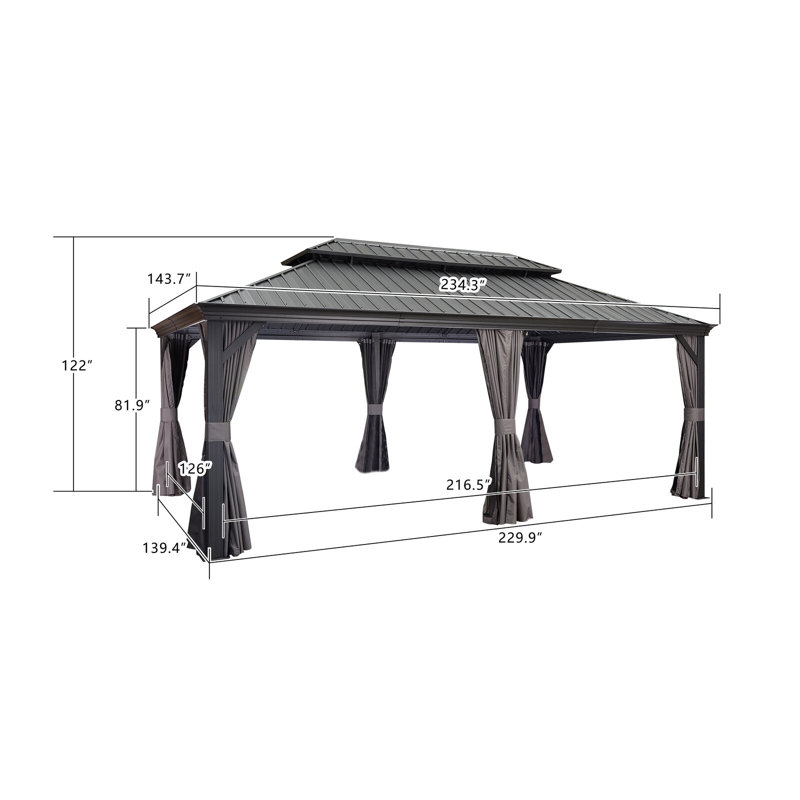 Aluminium Patio Gazebo, 6m x 3.7m