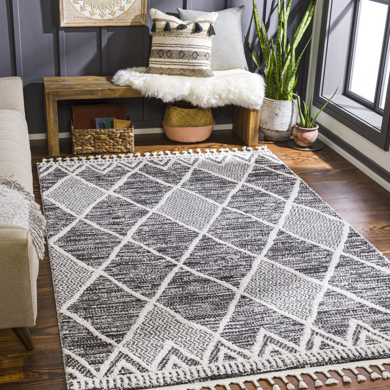 Elwell Moroccan Indoor Rug, Rectangle 6'7" x 9'
