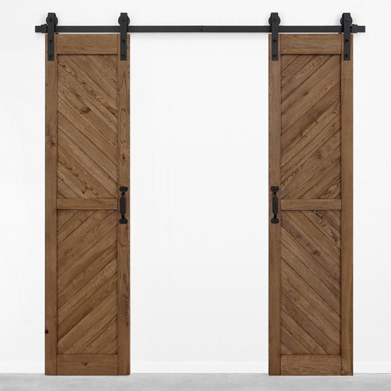 Solid Oak Barn Door Unfinished, Brown;Brown Oil
