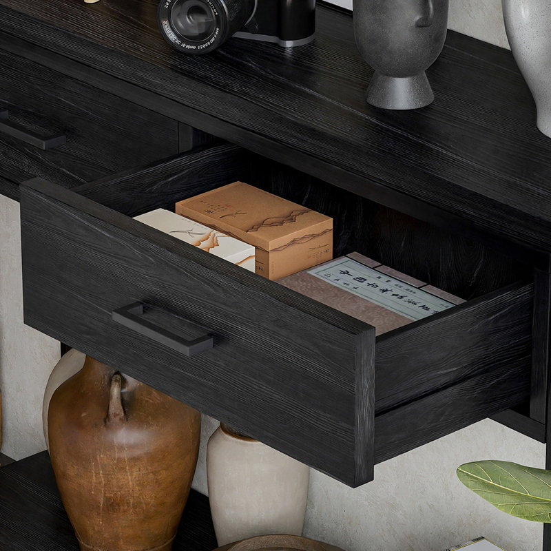 Simple retro rectangular console table, Black