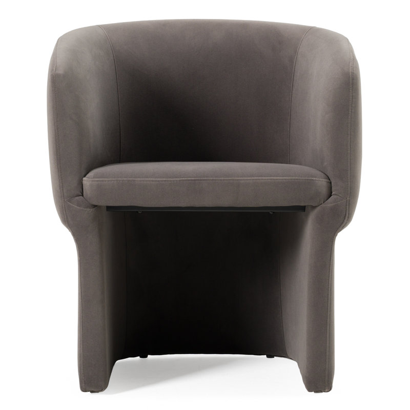 Chaise avec accoudoirs en velours Kiron, Gris