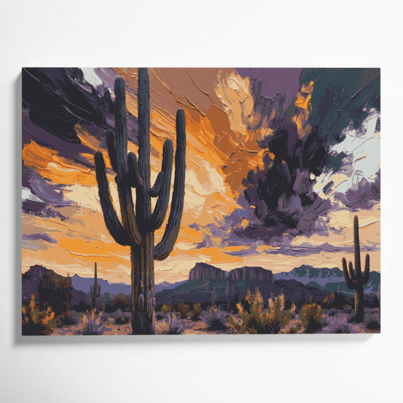 Art botanique sur toile Bactical Saguaro Cactus, H 8 po x l 10 po