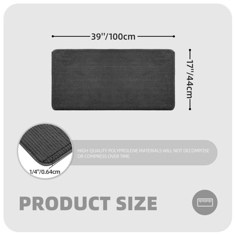Tapis de cuisine Dawon, Rectangle 3 pi 3 po x 1 pi 5 po, Noir