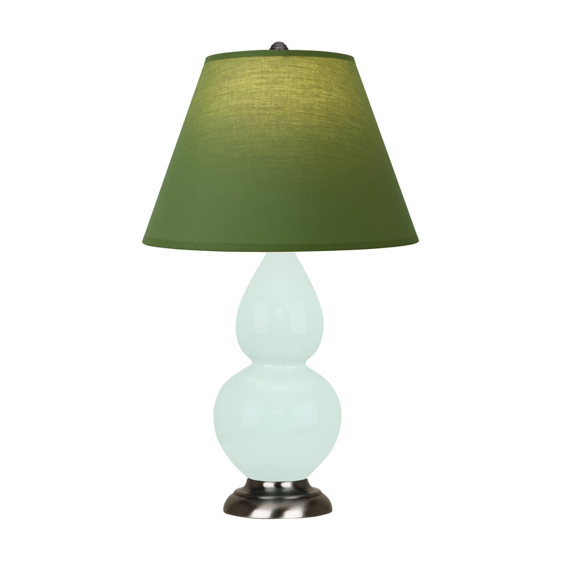 Petite lampe d'appoint à double gourde, Menthe glacée, Thé vert / taupe, Argent antique