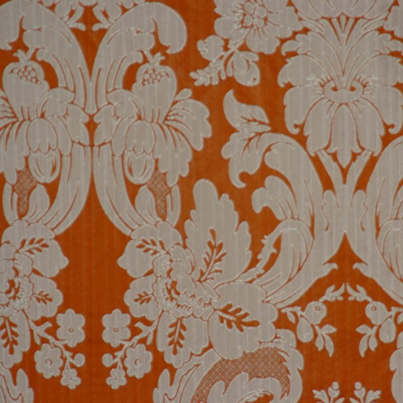 Allure Damask Fabric, Silver/Orange