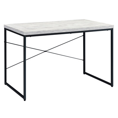 Bureau élégant avec plateau spacieux en composite de bois et piètement rectangulaire stable en métal