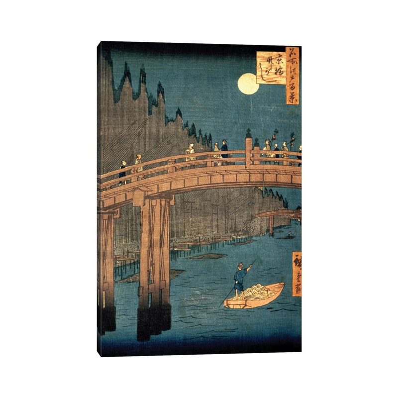 Kyoto Bridge By Moonlight, 1855, by Utagawa Hiroshige - Wrapped Canvas Gallery-Wrapped Canvas Giclée, 30.48cm H x 20.32cm W