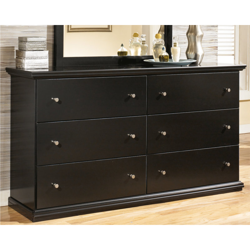 Leano 63.31'' W 6 - Drawer Dresser, Solid Black
