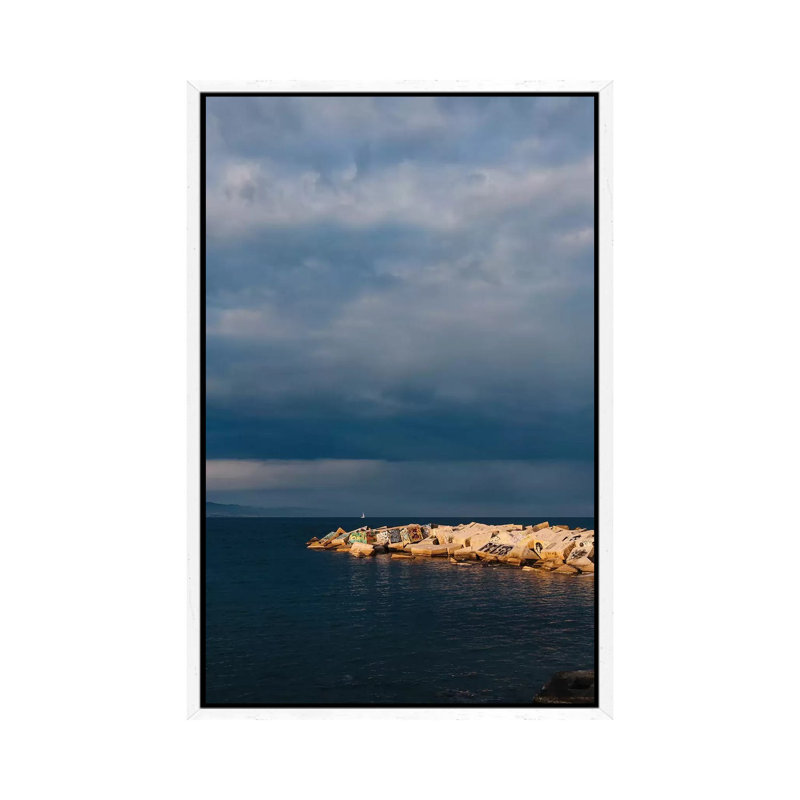 Barcelona Coast V 1 Piece Wall Art on Canvas, 152.4cm H x 101.6cm W x 3.81cm D, White Framed