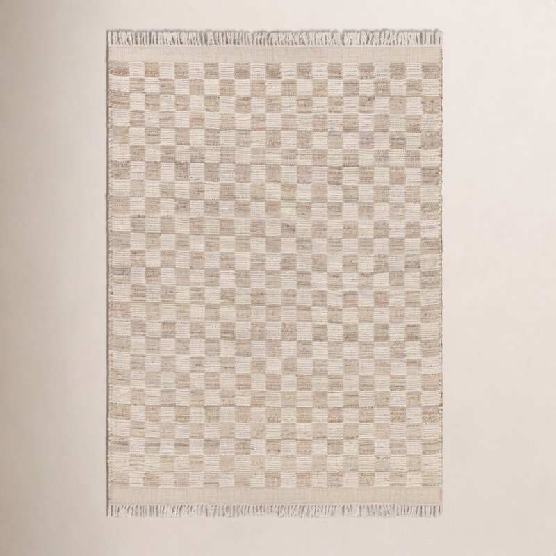 Tapis brun / beige tissé à plat à la main Tali, Rectangle 6 pi x 9 pi