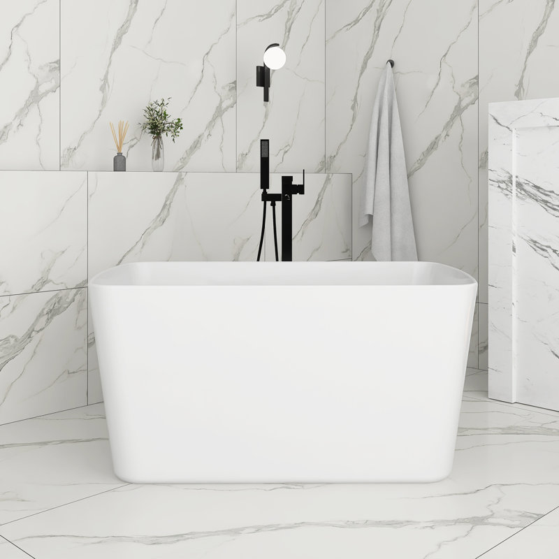 49'' Acrylic Freestanding Soaking Bathtub, Glossy White