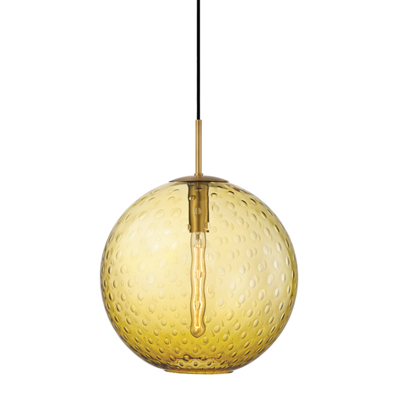 Rousseau 1 Light Pendant, 19" H X 16" W X 16" D, Clear, Aged Brass