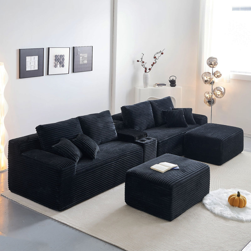 Canapé modulaire faisant face au bras gauche NOIR