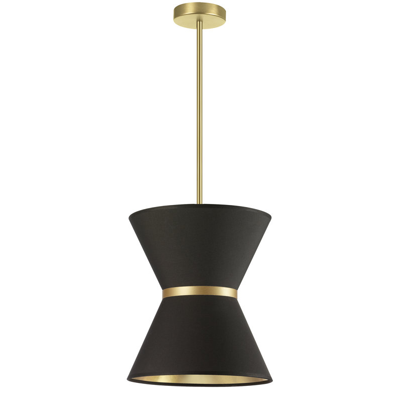 1 - Light Shaded Pendant, Black/Gold, Aged Brass