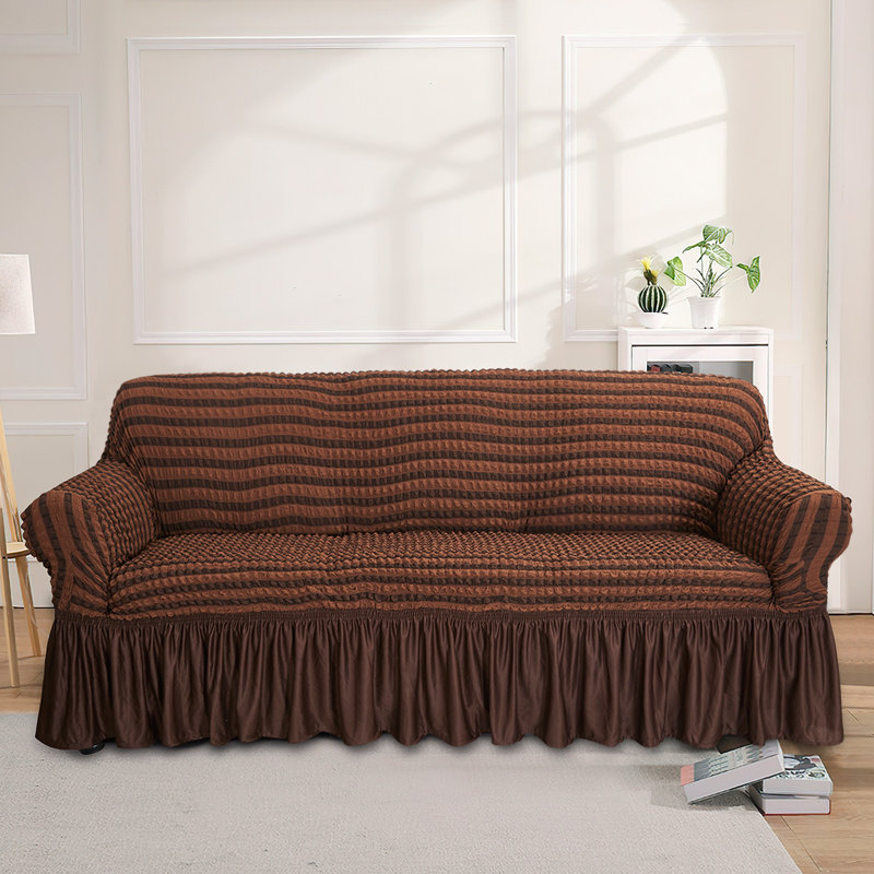 Housse pour canapé à coussins carrés / rectangulaires Bubble, Polyester café, H 40 po x l 90,5 po x P 90 po