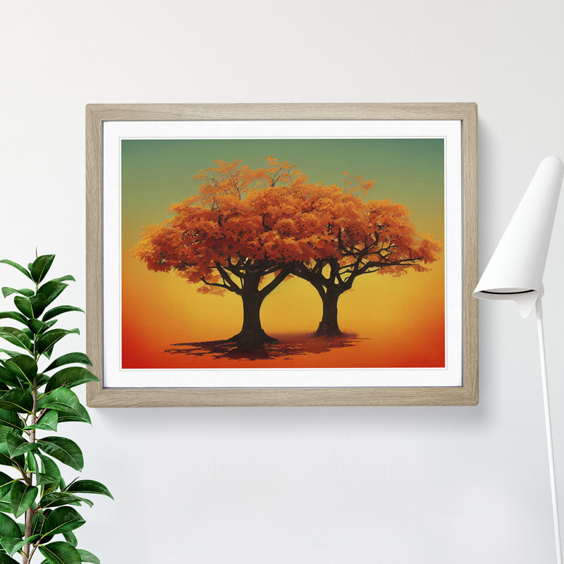 Blooming Trees 1 Piece Single Picture Frame Painting, 46cm H x 64cm W x 2cm D, Oak Framed