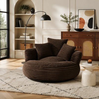 Bean Bag Chair with 3 Pillows and Armrest, Corduroy with Memory Foam Filler, for Bedroom, Living Room and Dorm