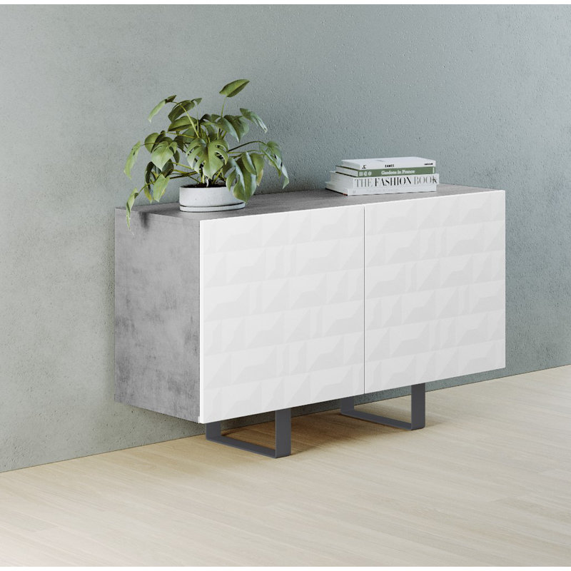 Espute 110cm Sideboard, Concrete/White
