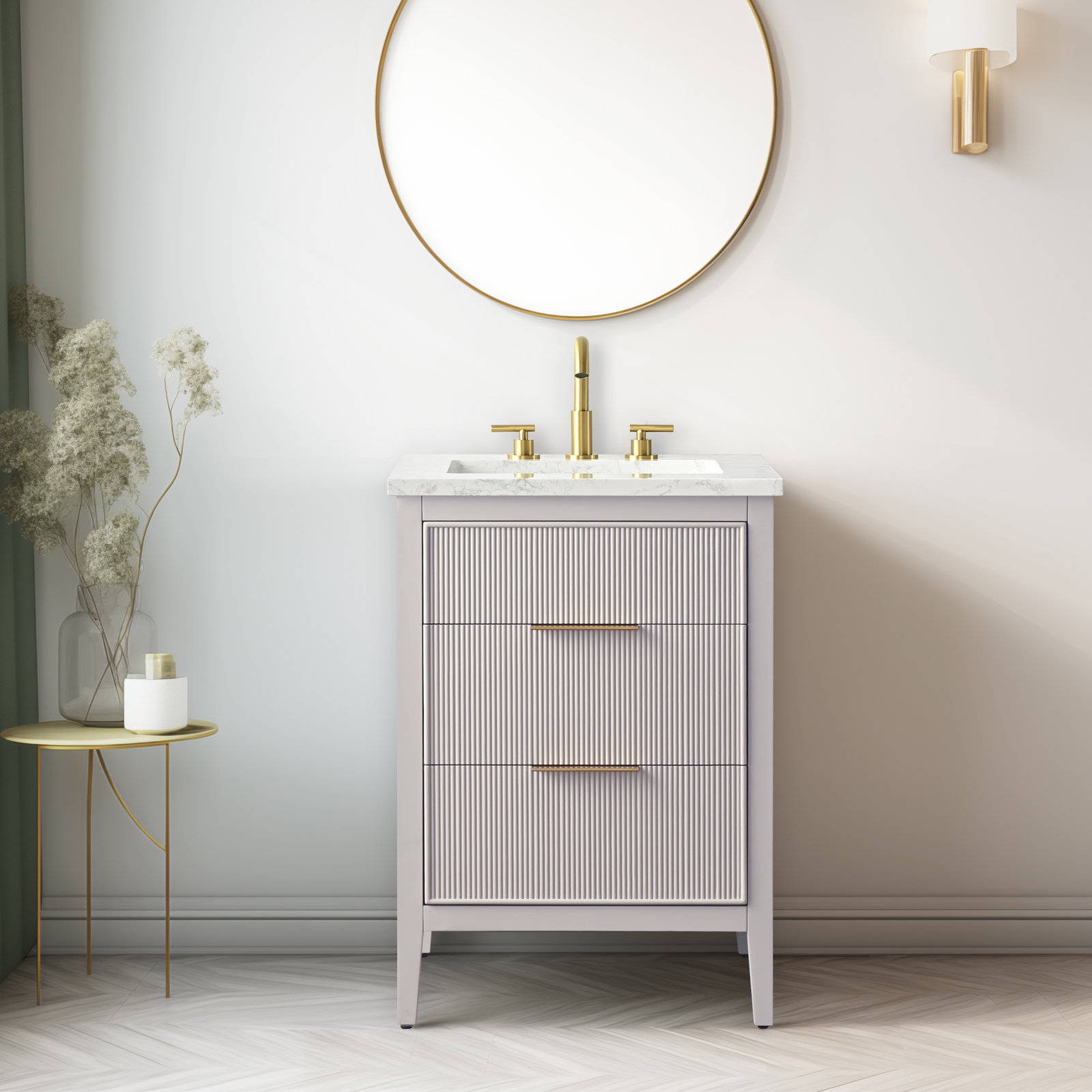 Bilroy 24" Oak Single Bathroom Vanity, Taupe