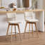 Tabouret de comptoir pivotant de 26 po avec siège et dossier incurvés en lin Mid-Century Ashwell-765424392
