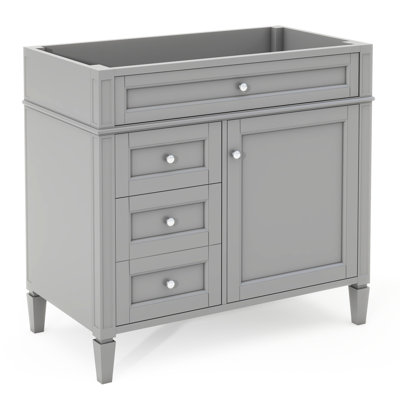 Meuble-lavabo 36 po sans lavabo, armoire moderne avec 2 tiroirs et tiroir basculant. , Cadre en bois massif. Gris, H 33 po x l 18 po. Tablette réglable, fonctions de rangement variées. Conception romaine exquise.