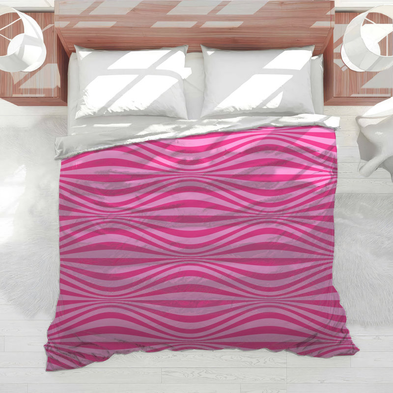 Pink Wavy Lines Comforter, Twin Extra Long