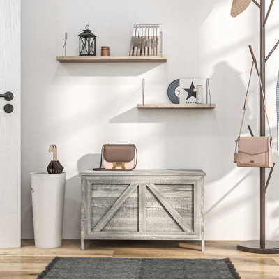 30" Storage Chest With Generous Capacity From - Gray Wood Grain For Bedroom & More Style Box Hinge And Lift Top Bedroom, Living Space, Entryway