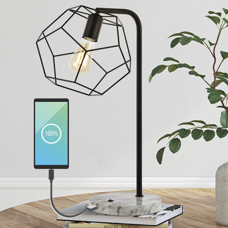 Lampe simple arquée noire 23,5 "avec USB Yashir
