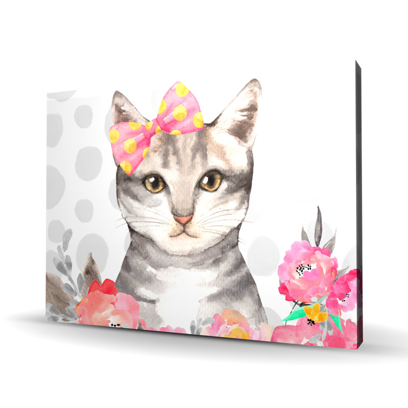 Charmant chat - Toile de chambre à coucher de fleurs pour la décoration intérieure