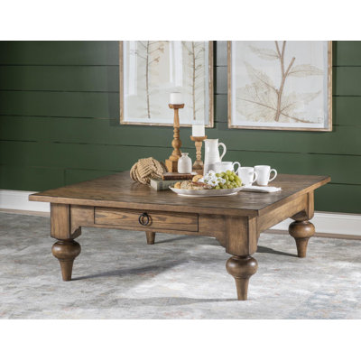 Country Living Vintage Market Square Cocktail Table (1 Drawer, Wood Top) by Country Living Home Collection
