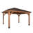 Backyard Discovery Barrington 14' x 12' Cedar Wood Outdoor Patio Gazebo with Hardtop Galvanized Steel Hip Roof and PowerPort