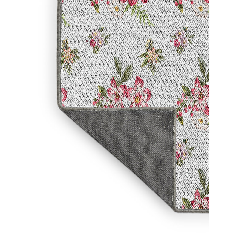 Tapis beige/rouge/vert tissé à la machine, Rectangle 5 pi x 7 pi