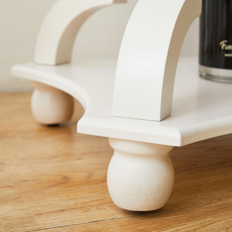 Natural Wood Tray Top End Table Set with Curved Legs