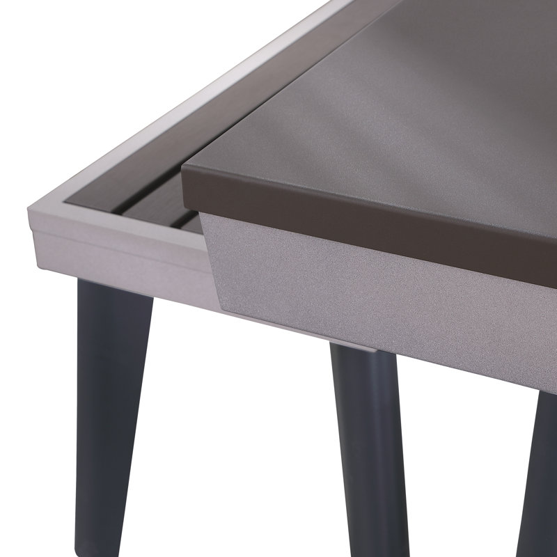 Santorini 82" Gray Aluminum Slate Outdoor Pool Table with Benches