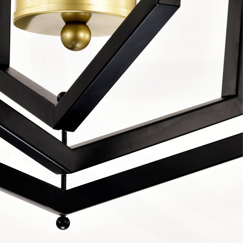 Luminaire suspendu de style lanterne suspendue 12 lumières style lanterne noire en métal, Noir mat / Or