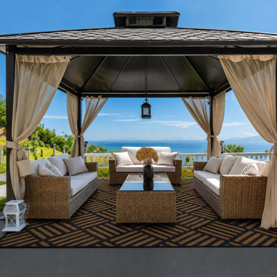 Tapis d'extérieur imperméable 8 pi x 10 pi, tapis de paille en plastique réversible, tapis de patio facile à nettoyer