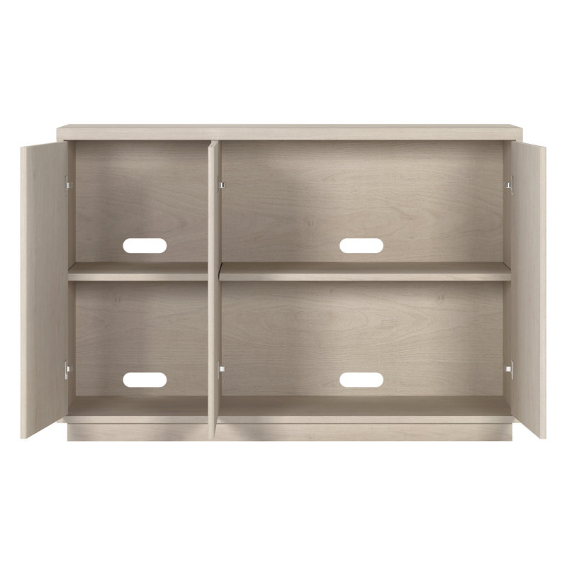 Buffet 48 "avec tablettes réglables et gestion des câbles - Buffet transitionnel blanc Alder pour salle à manger | Alston