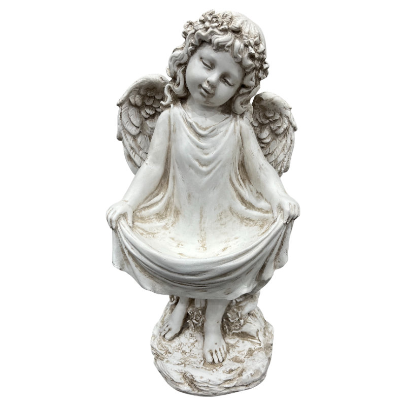 Figurine de fée de jardin de 53,5 cm de hauteur avec mangeoire à oiseaux, 21.06" Height