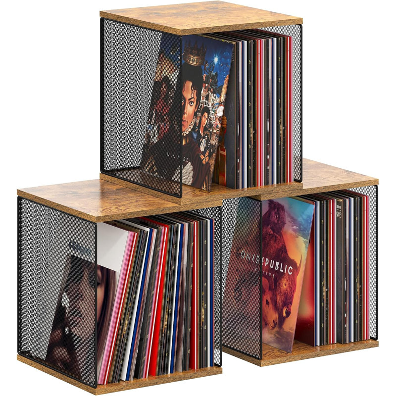 3 Cube Vinyl Record Storage | DIY Stackable 120-150 Records Visualize Album Storage Record Storage Crate
