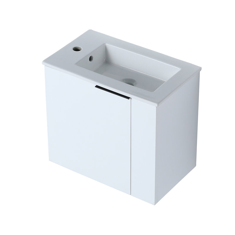 Meuble-lavabo avec lavabo 22 po pour petite salle de bain, meuble-lavabo flottant avec porte à fermeture douce, petit meuble-lavabo avec lavabo