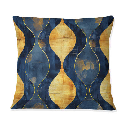 Blue Ogee Patterns X - Midcentury Throw Pillow