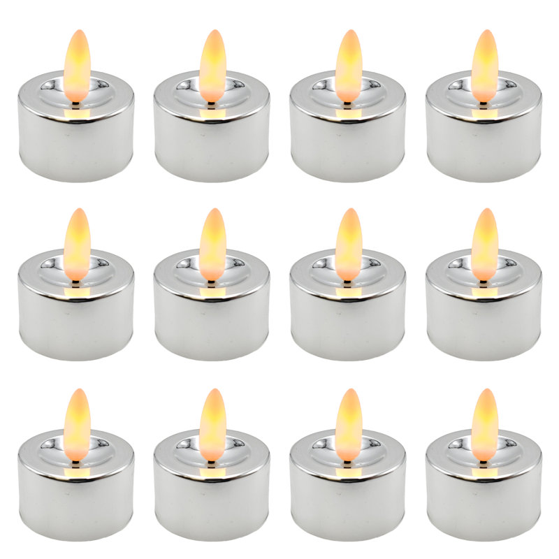 Flambeaux à mèche 3D à piles, Argent
