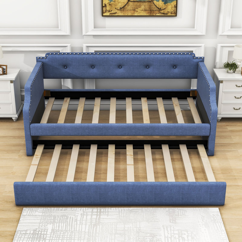 Lit de jour simple avec couchette Brisais, Bleu