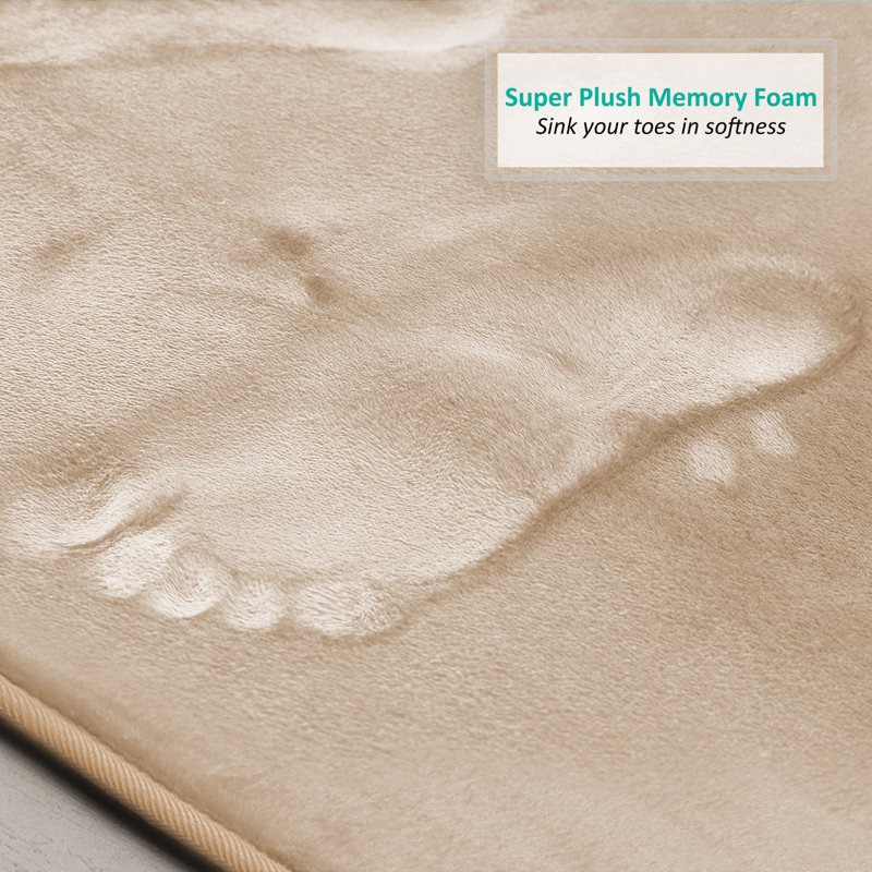 Aighan 3 Piece Ultra Soft and Absorbent Memory Foam Bath Rug Set with Non-Slip Backing, Cream