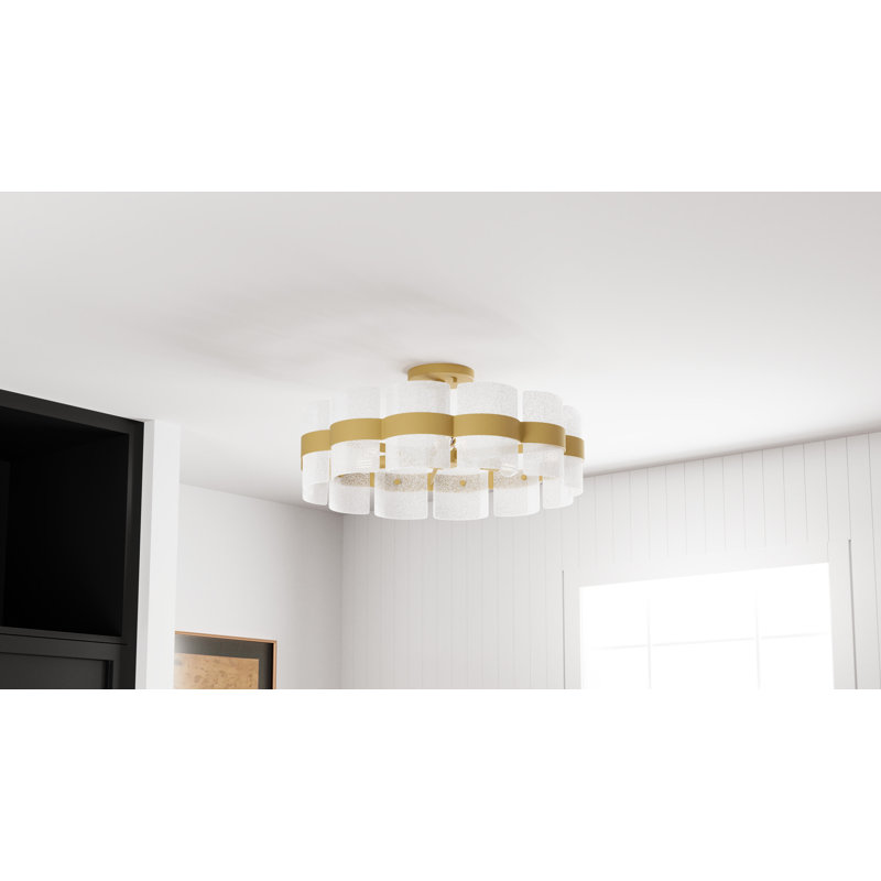 Plafonnier semi-encastré 6 lumières Cloer, Doré