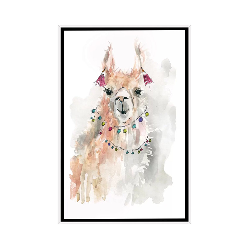 «Llama Drama I» par Carol Robinson - reproduction d'art, Aucun mat, H 40 po x l 26 po x P 1,5 po, Toile blanche encadrée